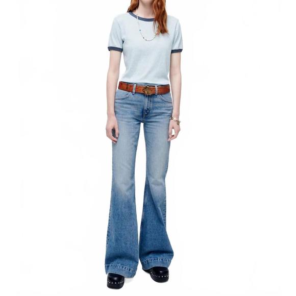 NEW RE/DONE 70s low rise bell bottom jeans in lake blue - Picture 4 of 4